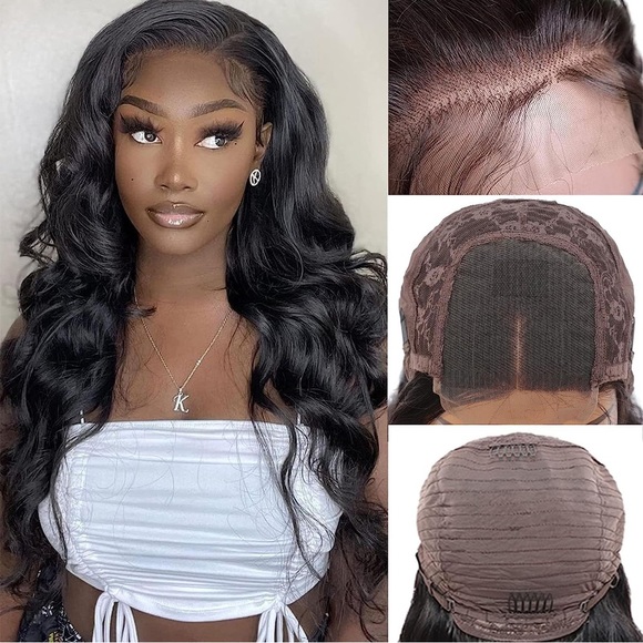 HUMAN HAIR Body Wave Lace Front Wig 4x4 Closure 180% Density Brazilian Glueless - Picture 4 of 14